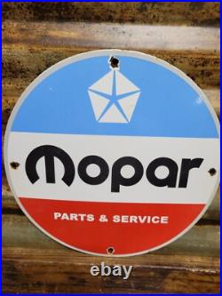 Vintage Mopar Porcelain Sign Old Us Gas Car Truck Dealership Parts Service Sales