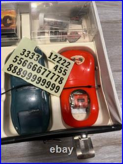 Vintage Official 1/32 slot car racing case With Cars And Parts Cox Classic More