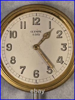 Vintage Olympic 8-Day Car Clock Mechanical Wind-Up Swiss 6J RUNS Parts/Repair