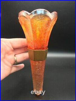 Vintage Original 1920s-30s Carnival Glass AUTOMOBILE Glass Flower VASE withbracket