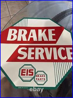Vintage Original Eis Brake Service, Parts Sign Car USA Octagon RARE