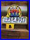 Vintage-Pep-Boys-Porcelain-Sign-Old-Automotive-Car-Truck-Parts-Supply-Tag-Topper-01-aiw