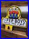 Vintage-Pep-Boys-Porcelain-Sign-Old-Automotive-Car-Truck-Parts-Supply-Tag-Topper-01-zv