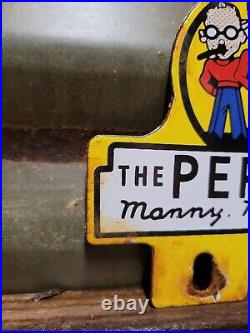 Vintage Pep Boys Porcelain Sign Old Automotive Car Truck Parts Supply Tag Topper