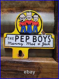 Vintage Pep Boys Porcelain Sign Old Automotive Car Truck Parts Supply Tag Topper Vintage Pep Boys Porcelain Sign Old Automotive Car Truck Parts Supply Tag Topper