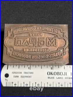 Vintage Print Block Stamp Chrysler Corporation Parts Mopar Car Truck