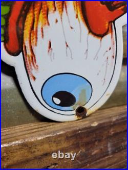 Vintage Rat Fink Porcelain Sign Ed Roth Hot Rod Gas Engine Race Car Auto Parts