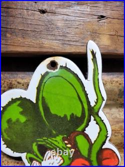 Vintage Rat Fink Porcelain Sign Ed Roth Hot Rod Gas Engine Race Car Auto Parts