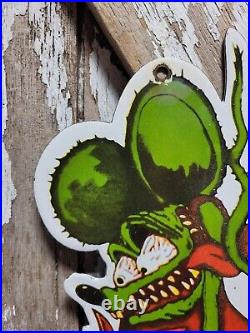 Vintage Rat Fink Porcelain Sign Ed Roth Hot Rod Gas Engine Race Car Auto Parts