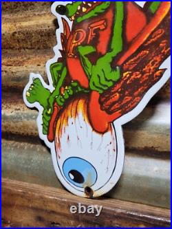 Vintage Rat Fink Porcelain Sign Ed Roth Hot Rod Gas Engine Race Car Auto Parts
