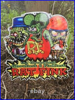 Vintage Rat Fink Porcelain Sign Ed Roth Hot Rod Gas Engine Race Car Service Part Vintage Rat Fink Porcelain Sign Ed Roth Hot Rod Gas Engine Race Car Service Part