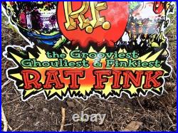 Vintage Rat Fink Porcelain Sign Ed Roth Hot Rod Gas Engine Race Car Service Part Vintage Rat Fink Porcelain Sign Ed Roth Hot Rod Gas Engine Race Car Service Part