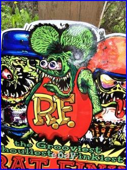 Vintage Rat Fink Porcelain Sign Ed Roth Hot Rod Gas Engine Race Car Service Part Vintage Rat Fink Porcelain Sign Ed Roth Hot Rod Gas Engine Race Car Service Part