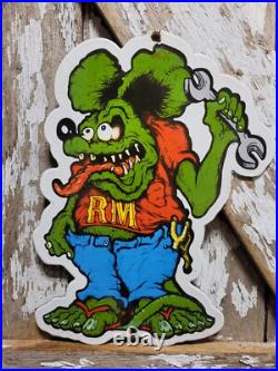 Vintage Rat Fink Porcelain Sign Old Ed Roth Hot Rod Engine Race Car Service Part Vintage Rat Fink Porcelain Sign Old Ed Roth Hot Rod Engine Race Car Service Part