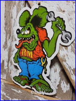 Vintage Rat Fink Porcelain Sign Old Ed Roth Hot Rod Engine Race Car Service Part Vintage Rat Fink Porcelain Sign Old Ed Roth Hot Rod Engine Race Car Service Part