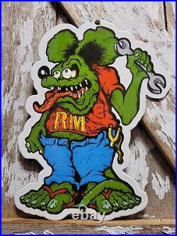 Vintage Rat Fink Porcelain Sign Old Ed Roth Hot Rod Engine Race Car Service Part Vintage Rat Fink Porcelain Sign Old Ed Roth Hot Rod Engine Race Car Service Part