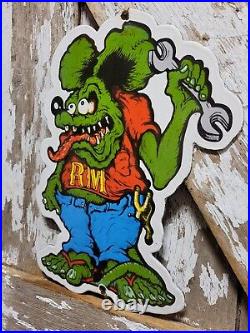 Vintage Rat Fink Porcelain Sign Old Ed Roth Hot Rod Engine Race Car Service Part Vintage Rat Fink Porcelain Sign Old Ed Roth Hot Rod Engine Race Car Service Part