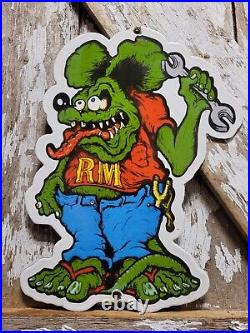 Vintage Rat Fink Porcelain Sign Old Ed Roth Hot Rod Engine Race Car Service Part Vintage Rat Fink Porcelain Sign Old Ed Roth Hot Rod Engine Race Car Service Part