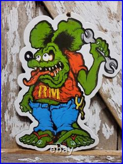 Vintage Rat Fink Porcelain Sign Old Ed Roth Hot Rod Engine Race Car Service Part Vintage Rat Fink Porcelain Sign Old Ed Roth Hot Rod Engine Race Car Service Part