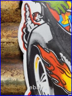 Vintage Rat Fink Porcelain Sign Old Ed Roth Hot Rod Gas Engine Race Car Parts