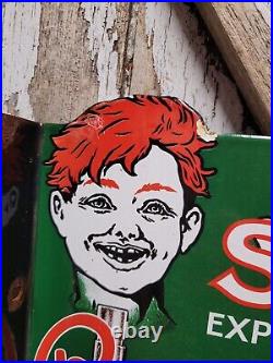 Vintage Red Head Porcelain Sign Flange Spark Plugs Automobile Car Truck Parts