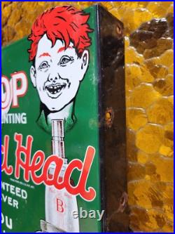 Vintage Red Head Porcelain Sign Flange Spark Plugs Automobile Car Truck Parts Vintage Red Head Porcelain Sign Flange Spark Plugs Automobile Car Truck Parts
