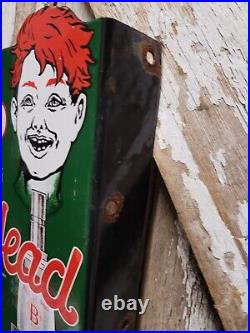 Vintage Red Head Porcelain Sign Flange Spark Plugs Automobile Car Truck Parts