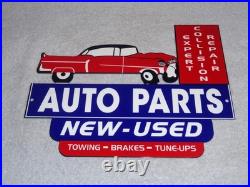 Vintage Repair Shop & Auto Parts Store Crashed Car 12 Metal Gasoline & Oil Sign Vintage Repair Shop & Auto Parts Store Crashed Car 12 Metal Gasoline & Oil Sign