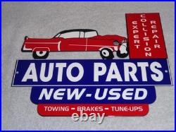 Vintage Repair Shop & Auto Parts Store Crashed Car 12 Metal Gasoline & Oil Sign Vintage Repair Shop & Auto Parts Store Crashed Car 12 Metal Gasoline & Oil Sign