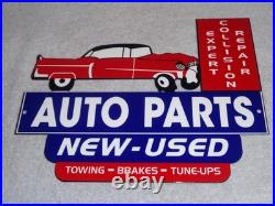 Vintage Repair Shop & Auto Parts Store Crashed Car 12 Metal Gasoline & Oil Sign Vintage Repair Shop & Auto Parts Store Crashed Car 12 Metal Gasoline & Oil Sign