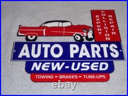 Vintage Repair Shop & Auto Parts Store Crashed Car 12 Metal Gasoline & Oil Sign Vintage Repair Shop & Auto Parts Store Crashed Car 12 Metal Gasoline & Oil Sign