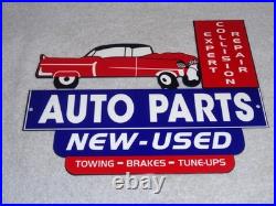 Vintage Repair Shop & Auto Parts Store Crashed Car 12 Metal Gasoline & Oil Sign Vintage Repair Shop & Auto Parts Store Crashed Car 12 Metal Gasoline & Oil Sign