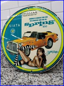 Vintage Siata Porcelain Sign Automobile Car Parts Gas Oil Service Garage Repair