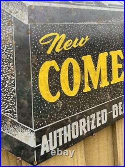 Vintage Sign Comet Auto Parts Battery Dealer Metal Gas Oil Truck Car Collectable
