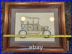 Vintage Signed GIRARD Ford Model T Car From Watch Parts Matted & Framed Perfect