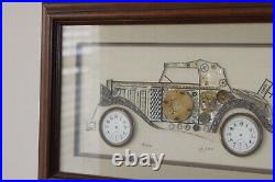 Vintage Signed GIRARD Steampunk Art Cadillac Car From Watch Parts Matted& Framed