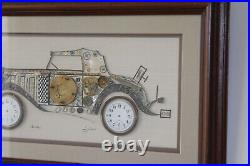 Vintage Signed GIRARD Steampunk Art Cadillac Car From Watch Parts Matted& Framed