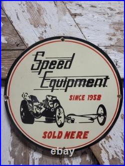 Vintage Speed Equipment Porcelain Sign Old Racing Sport Car Automobile Parts 12