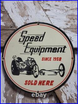 Vintage Speed Equipment Porcelain Sign Old Racing Sport Car Automobile Parts 12