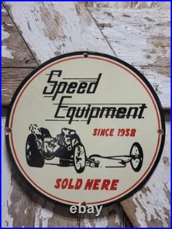 Vintage Speed Equipment Porcelain Sign Old Racing Sport Car Automobile Parts 12