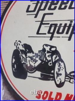 Vintage Speed Equipment Porcelain Sign Old Racing Sport Car Automobile Parts 12