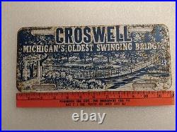 Vintage Steel Advertising License Plate Used Rare Original Croswell Michigan
