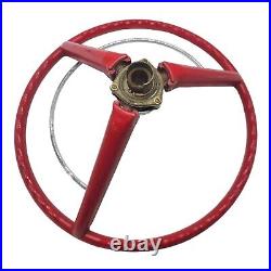 Vintage Steering Wheel Red And Chrome Horn Auto Classic Car Part