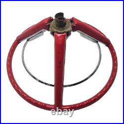 Vintage Steering Wheel Red And Chrome Horn Auto Classic Car Part