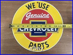 Vintage-Style Chevrolet We Use Genuine Parts 12 Round Metal Sign-Garage Decor