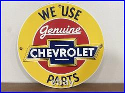 Vintage-Style Chevrolet We Use Genuine Parts 12 Round Metal Sign-Garage Decor