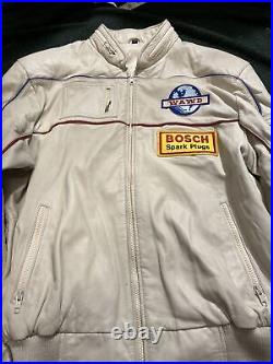 Vintage WAWD bosch leather jacket motor parts race car auto