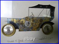 Vintage Watch Parts Picture Steampunk 7, Cars & Pistol, Some Signed