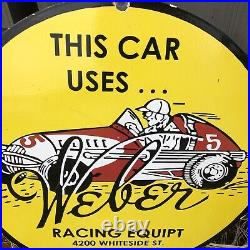 Vintage Weber Racing Equipment parts? Porcelain sign large Display 30 Race Car