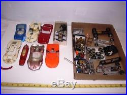 Vintage lot of 1/24 slot cars bodies, parts, chassis Ferrari Chaparral Cox